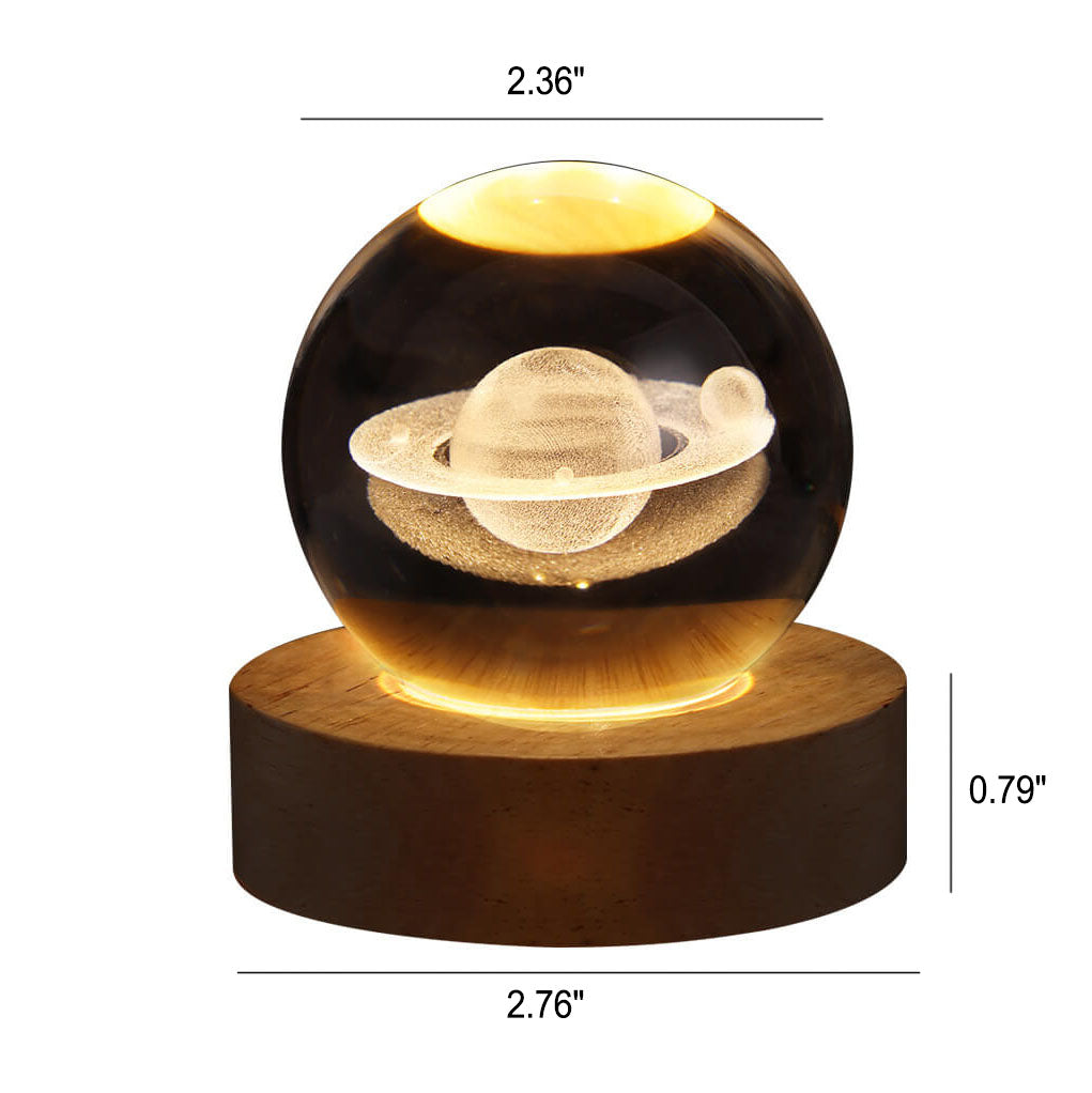 Contemporary Star System Crystal Ball USB LED Night Light Table Lamp for Bedroom, Modern Decorative Nightlight, Space-Themed Bedroom Decor, Adjustable Brightness, Ambient Lighting for Kids and Adults, Unique Gift Idea for Home Decor