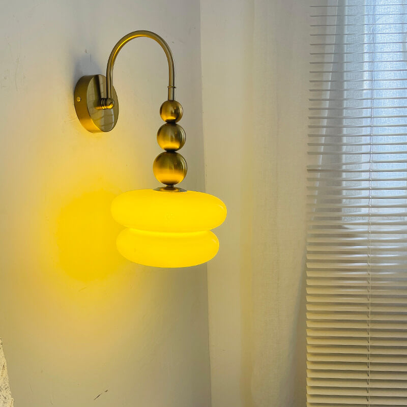 Macaron Cream Gourd Glass Shade Wall Sconce - 1-Light Elegant Design Lamp for Modern Decor, Stylish Lighting Fixture, Artisanal Home Accent