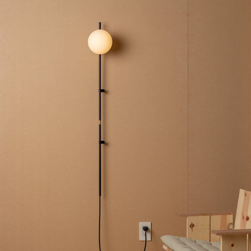 Minimalist Long Pole Glass Globe Wall Sconce Lamp – Modern Lighting Fixture for Home Decor