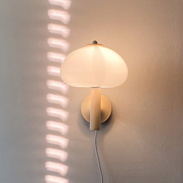 Contemporary Nordic Milk White Glass Dome Mushroom Wall Sconce Lamp - 1-Light Bedroom Fixture