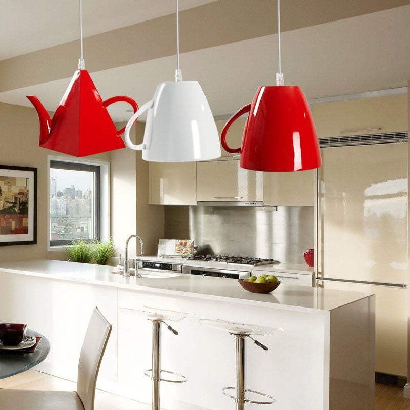 Contemporary Teacup Teapot Pendant Light - 1-Light Resin Fixture for Living Room