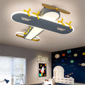 Contemporary Creative Kids Airplane Iron LED Flush Mount Ceiling Light for Bedroom, Unique Children's Room Lighting, Airplane Decor for Kids, Modern Flush Mount Light Fixture, Ceiling Light for Playroom, Airplane Themed Kids Light, Safe LED Ceiling Light