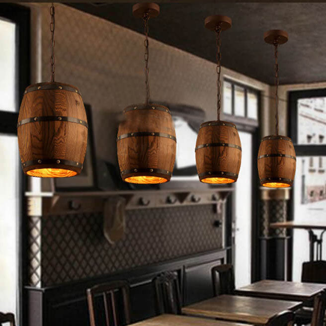 Rustic Round Iron Wood Wine Barrel Pendant Light for Dining Room

Elevate your dining space with this charming rustic pendant light inspired by traditional wine barrels. This 1-light fixture features a beautifully crafted round iron design paired with aut