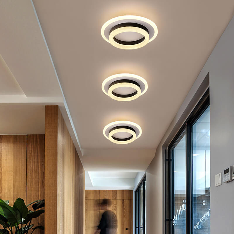Nordic Simple Acrylic LED Flush Mount Ceiling Light - Square Circle Iron Design