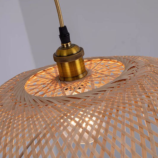 Modern Minimalist Bamboo Lantern Chandelier - 3 Light Fixture