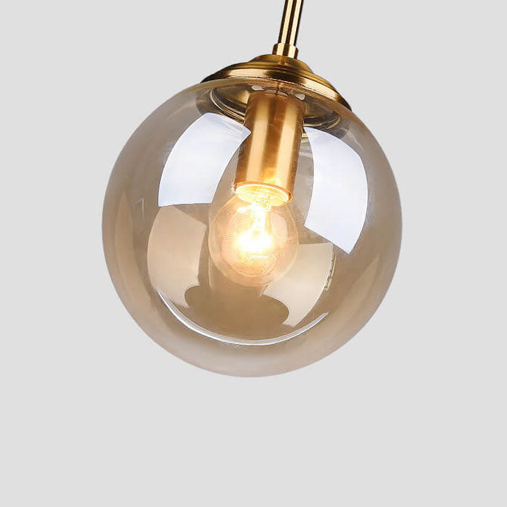 Contemporary Nordic Copper Glass Shade Island Light Chandelier - 1/3/5-Light for Dining Room
