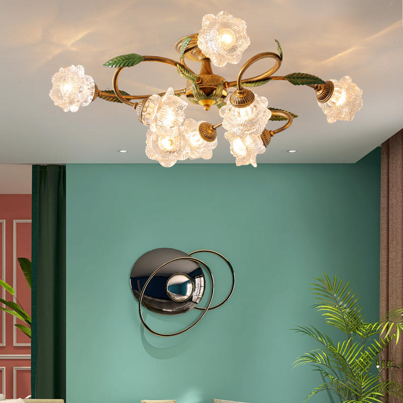 Modern Idyllic Iron Flower Branch Semi-Flush Mount Lighting - 6/8/10 Light