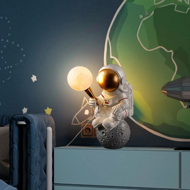 Contemporary Astronaut Wall Sconce Lamp - Cartoon Design, ABS Resin, 1-Light for Bedroom