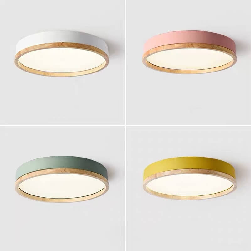 Simple Macaron Round Acrylic LED Flush Mount Ceiling Light - Modern Lighting Fixture for Home, Kitchen, and Hallway, Energy Efficient Design