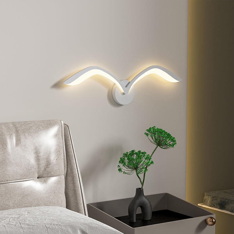 Nordic Minimalist Seagull Acrylic LED Wall Sconce Lamp - Modern Lighting Design, Energy-Efficient, Home Décor, Scandinavian Style, Adjustable Brightness