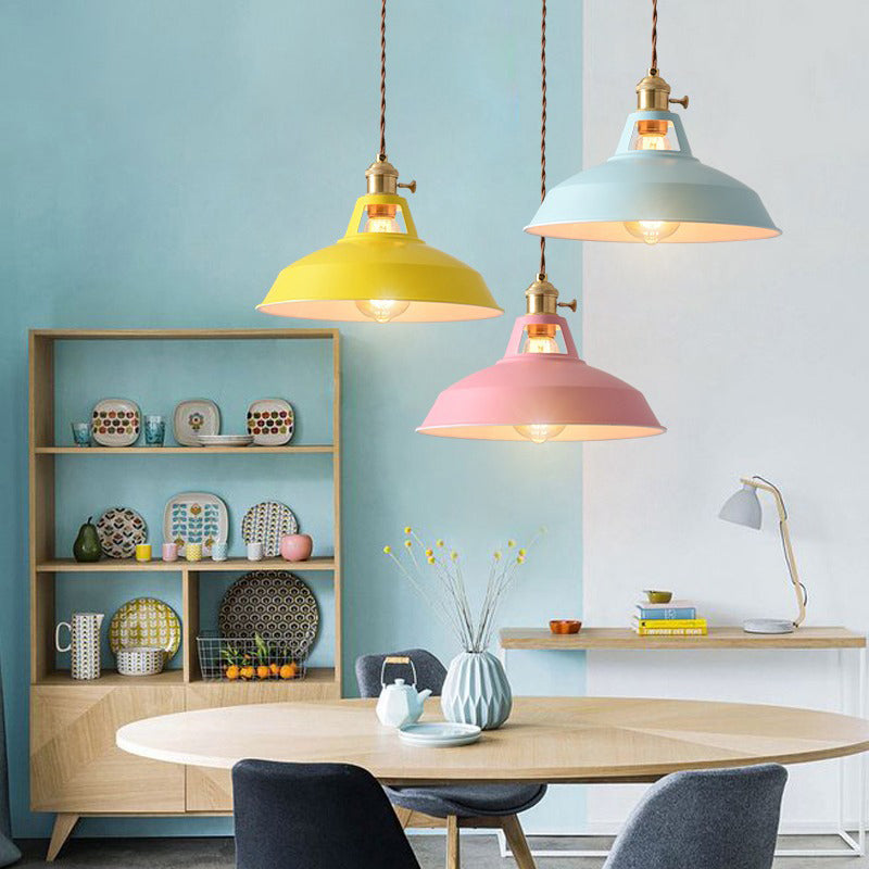 Contemporary Scandinavian Round Macaron Pendant Light - 1-Light for Living Room