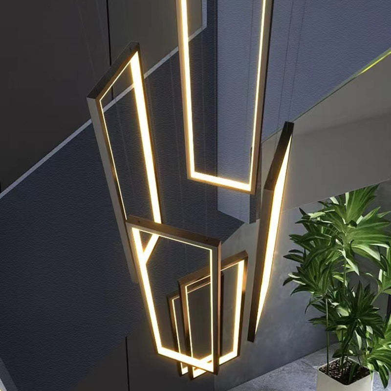 Modern Minimalist LED Chandelier - Iron, Aluminum & Silica Ceiling Plate for Stairway