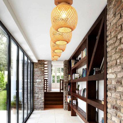 Modern Minimalist Bamboo Weaving Ceiling Lamp - Flush Mount Light Fixture