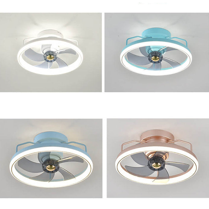 Modern Minimalist LED Ceiling Fan Light - Circle Ring Acrylic Shade Semi-Flush Mount