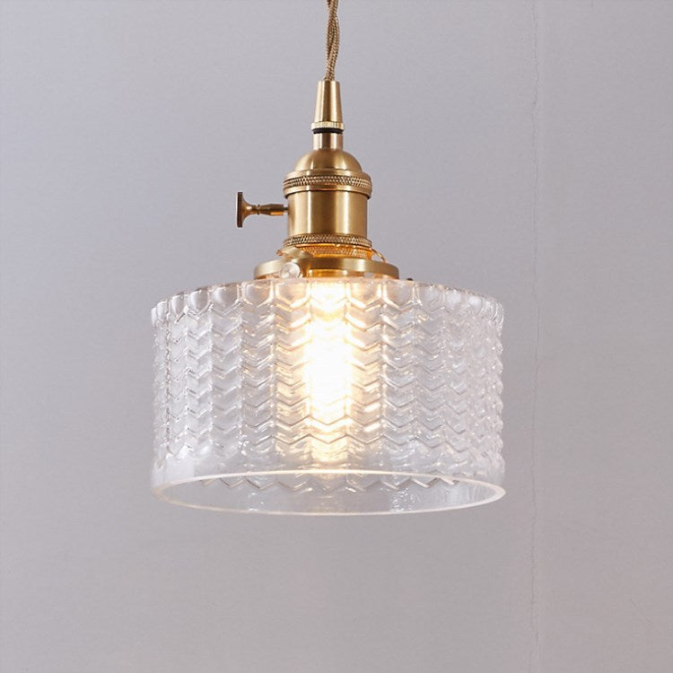 Traditional Japanese Brass Round Jar Pendant Light for Living Room