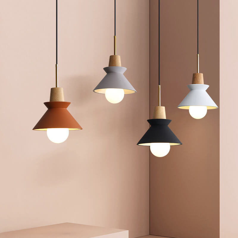 Nordic Minimalist Macaron Wood Cement Pendant Light - 1-Light Design for Modern Home Decor