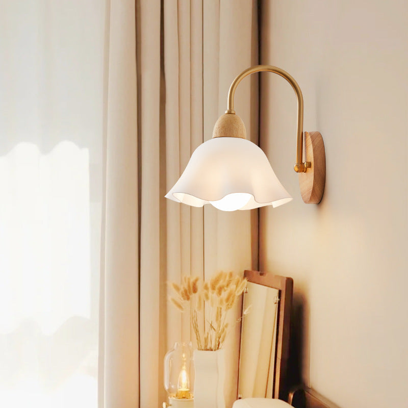 Contemporary Wood & Ceramic Wall Sconce Lamp for Living Room