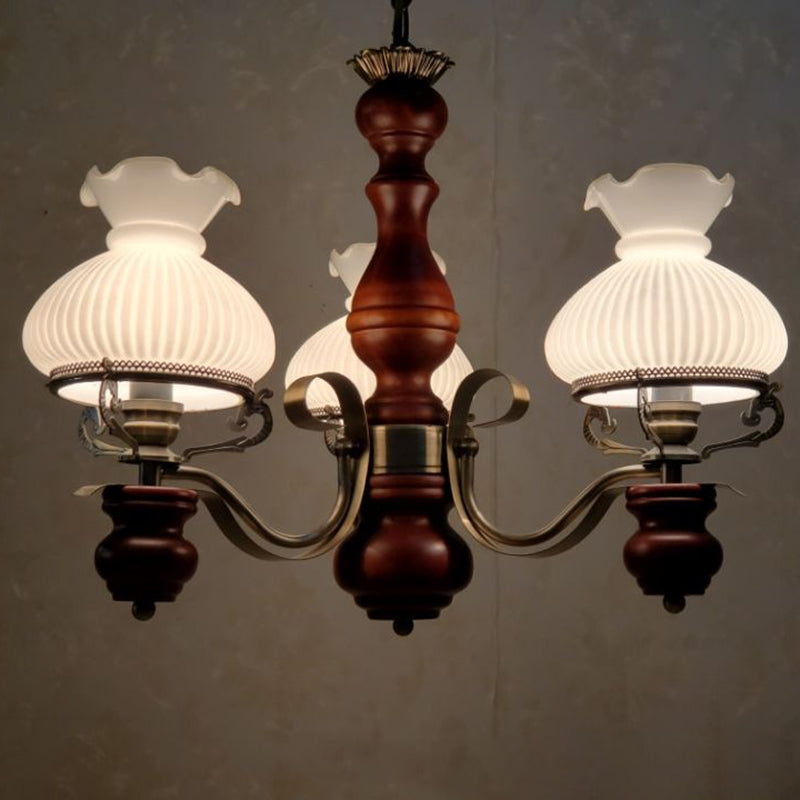 Rustic Iron & Wood 3-Light Candelabra Chandelier for Living Room Decor