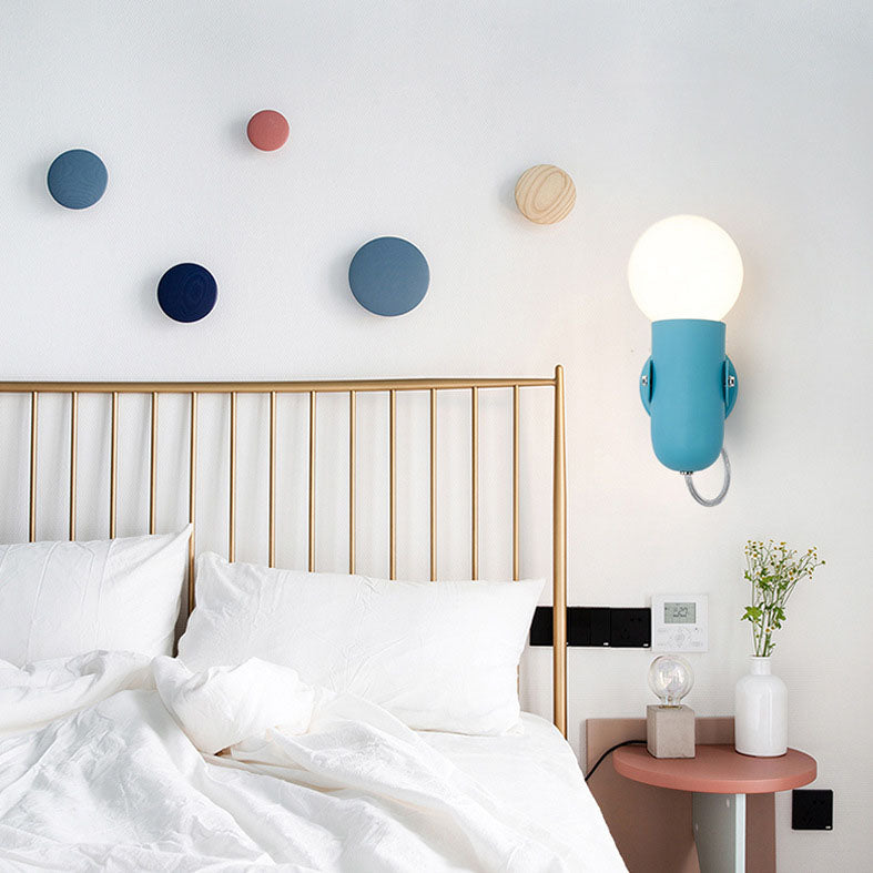 Nordic Solid Color Round Head Wall Sconce 1-Light Lamp