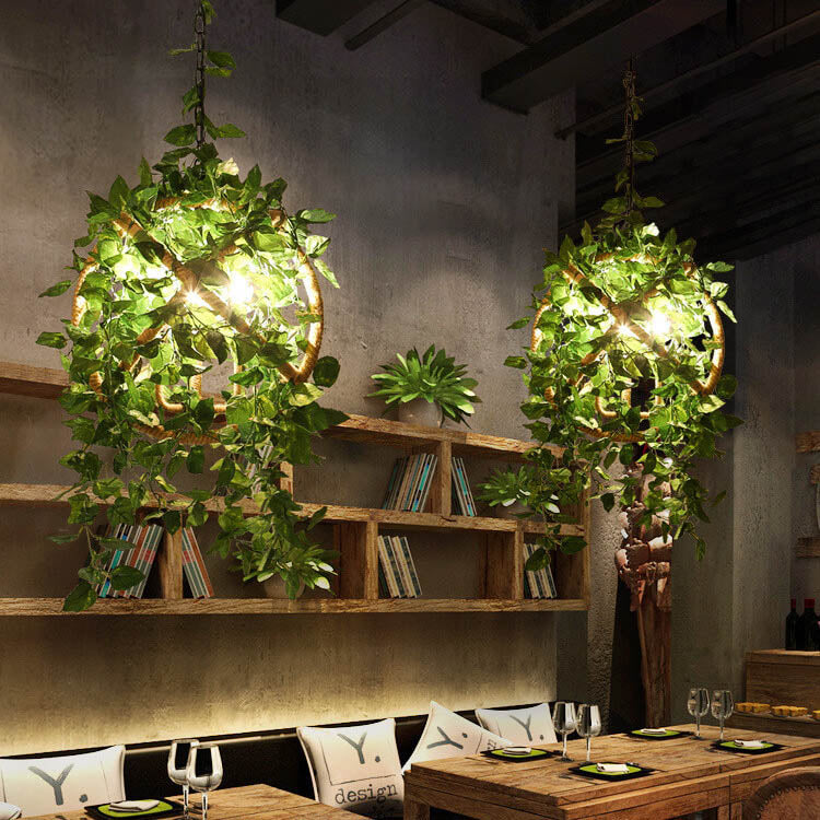 Industrial Vintage Chandelier with Greenery & Cherry Blossoms | 3-Light Iron & Hemp Rope Fixture

Transform your space with this stunning industrial vintage chandelier featuring lush greenery and delicate cherry blossoms. This 3-light fixture combines stu