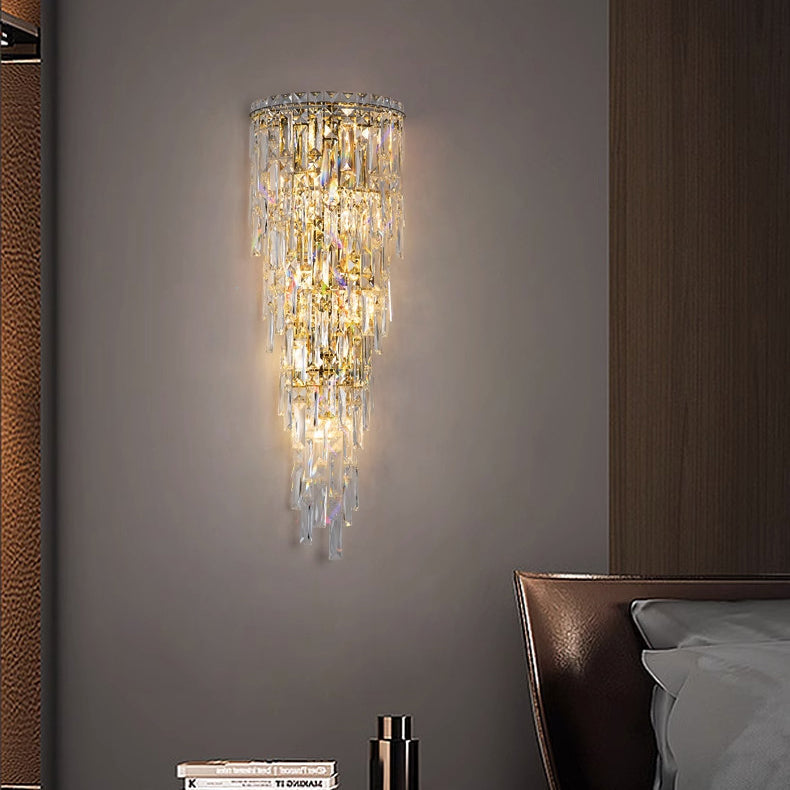 Contemporary Luxury Crystal Tassel Wall Sconce - 1-Light for Living Room