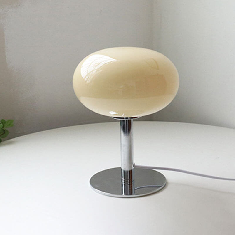 Contemporary Nordic Round Iron Glass Table Lamp - 1-Light Bedroom Accent