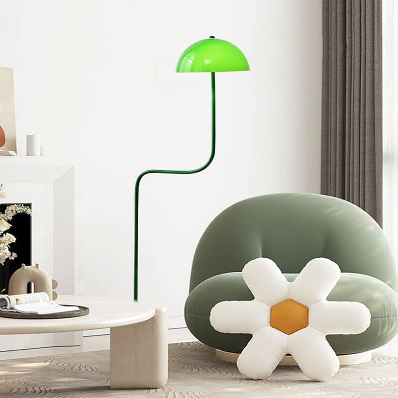 Contemporary Scandinavian Iron Glass Dome Floor Lamp for Study - 1-Light Design