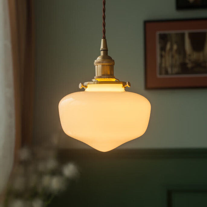 Nordic Vintage Brass Glass Pendant Light - 1-Light Hanging Lamp for Home Decor