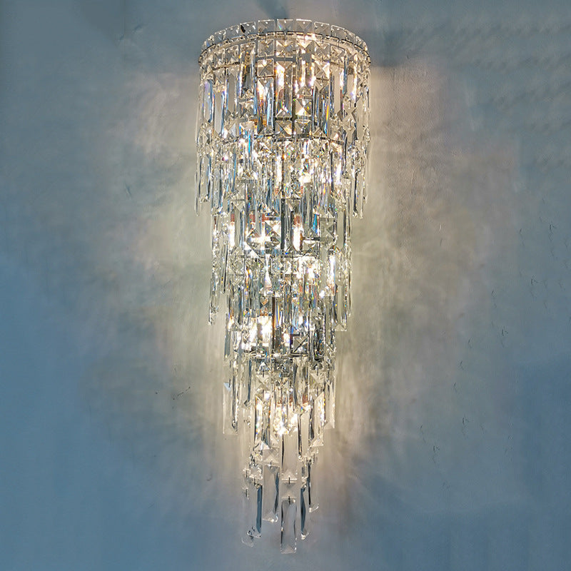 Contemporary Luxury Crystal Tassel Wall Sconce - 1-Light for Living Room