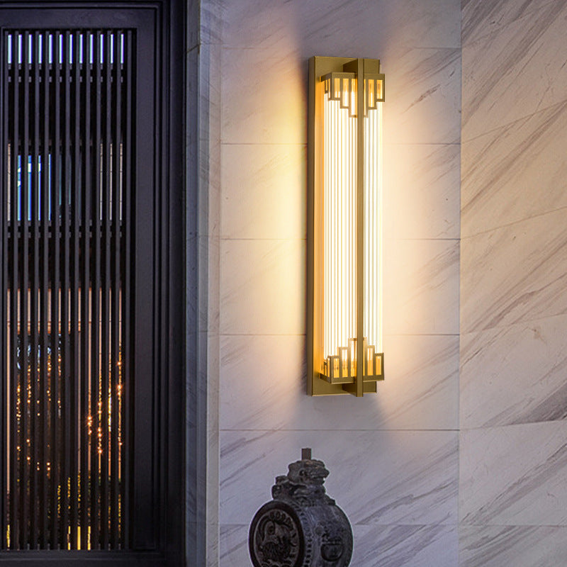 Traditional Chinese Waterproof Stainless Steel LED Wall Sconce for Outdoor Patio
