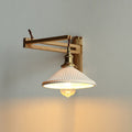 Nordic Milk White Striped Glass Walnut Retractable Wall Sconce Lamp - 1-Light Decor