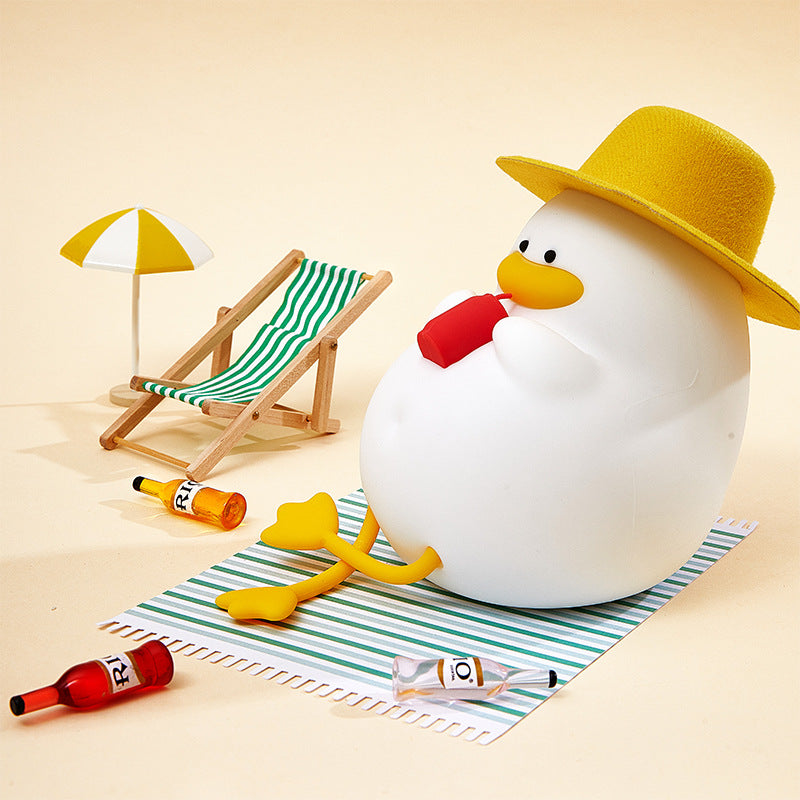 Contemporary Creative Kids Cartoon Silicone Duck Pat LED Night Light Table Lamp for Bedroom, Childrens Night Light, Cute Duck Table Lamp, Soft Silicone Baby Night Light, Toddler Bedroom Decor, LED Duck Lamp, Nursery Night Light for Kids, Rechargeable Kids