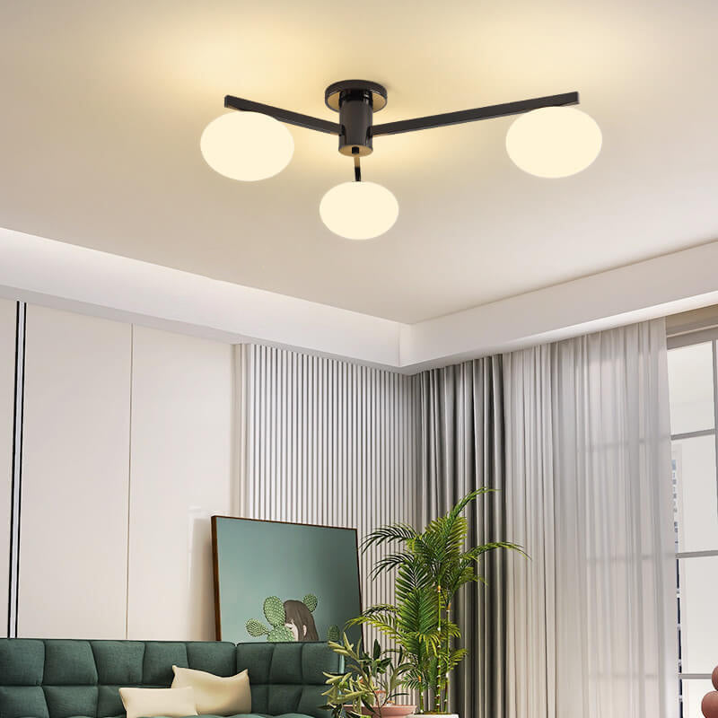 Nordic Light Luxury Glass Ball Semi-Flush Mount Ceiling Light - 3/4/5 Lights