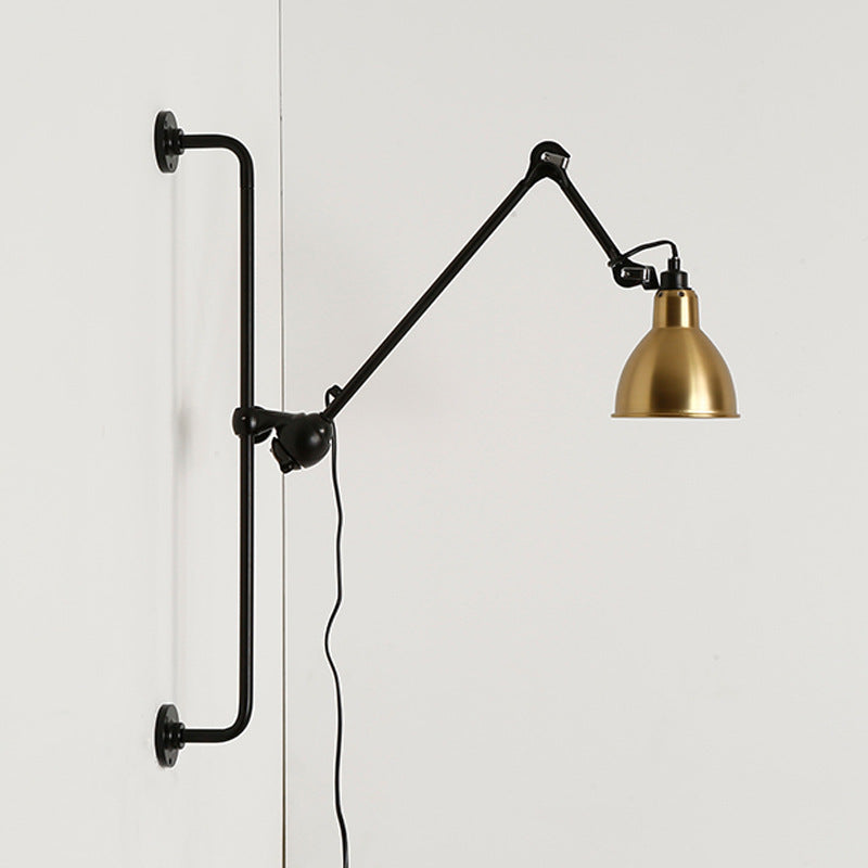 Industrial Vintage Iron Long Pole Swing Arm Wall Sconce Lamp