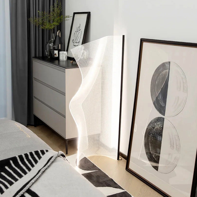 Modern Art Deco Acrylic Aluminum LED Floor Lamp for Living Room  

Transform your living space with this stunning Modern Art Deco floor lamp. Crafted from durable acrylic and aluminum, this irregular-shaped lamp features energy-efficient LED lighting that