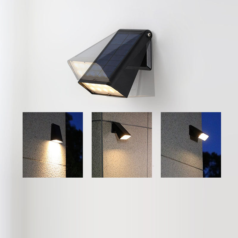 Modern Minimalist Solar LED Wall Sconce for Garden - Rectangular Trapezoidal ABS PC Design