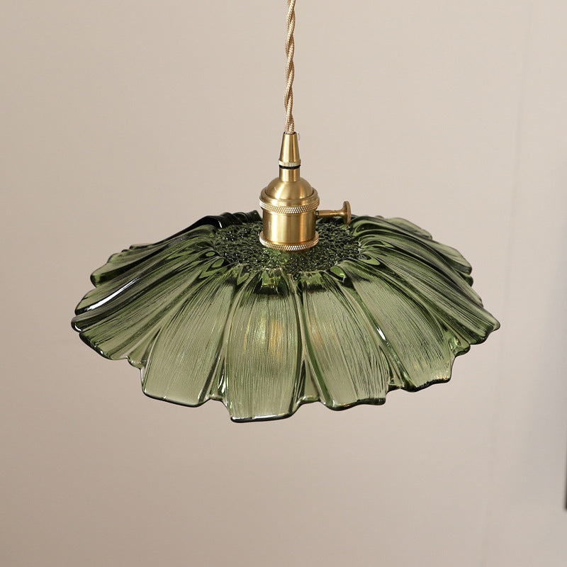 Vintage Lotus Leaf Brass Pendant Light - 1-Light Fixture for Living Room