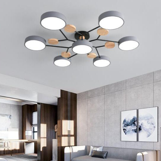 Contemporary Scandinavian Round Molecule Branch LED Ceiling Light for Living Room
