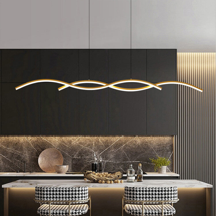 Nordic Minimalist LED Wave Design Island Chandelier - Modern Strip Light