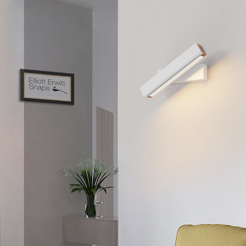 Modern Minimalist LED Wall Sconce - Rectangular Aluminum & Wood Design