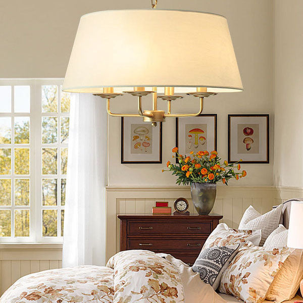 European Vintage Classic Iron Cloth 4-Light Pendant Lamp
