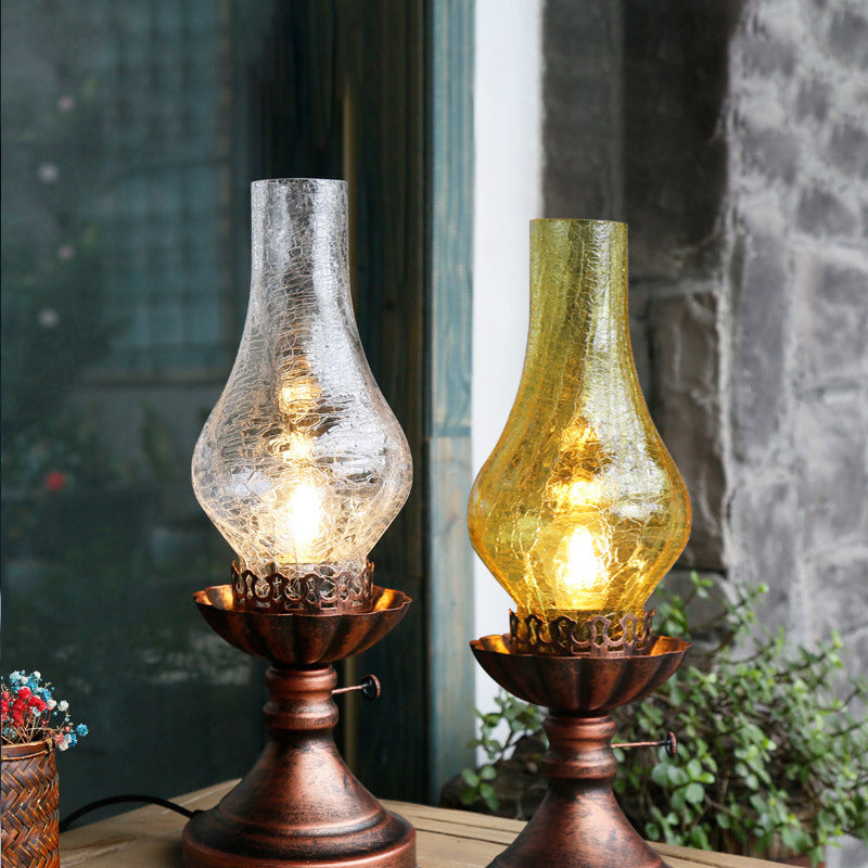 Traditional Vintage Candelabra Iron Glass 1-Light Table Lamp for Bedroom Decorative Lighting Antique Style Home Decor Bedside Nightstand Elegant Illuminator Classic Design Ambient Lighting Fixture Rustic Chic Accent Lamp