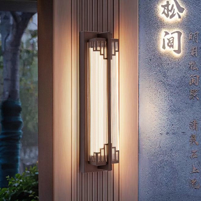 Traditional Chinese Waterproof Stainless Steel LED Wall Sconce for Outdoor Patio
