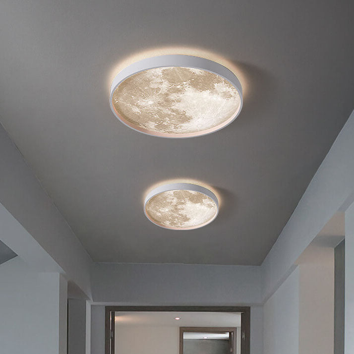Modern Minimalist Moon LED Flush Mount Ceiling Light for Living Room