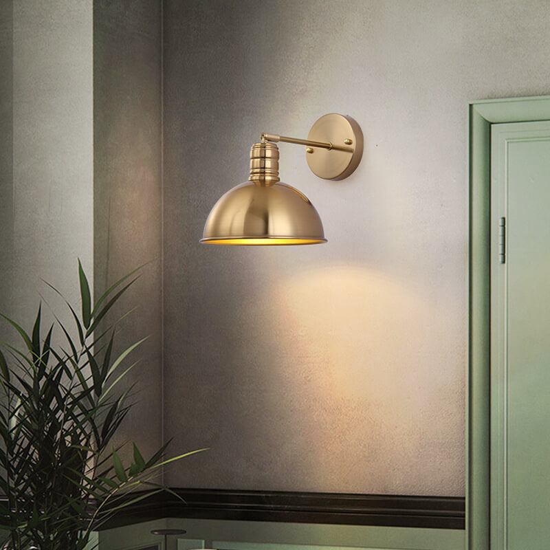 Industrial Iron Brass Cone Wall Sconce Lamp - 1-Light Contemporary Design for Living Room