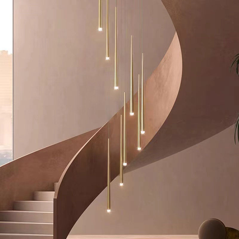 Modern Minimalist Tapered Tube LED Island Chandelier - Iron & Acrylic Design