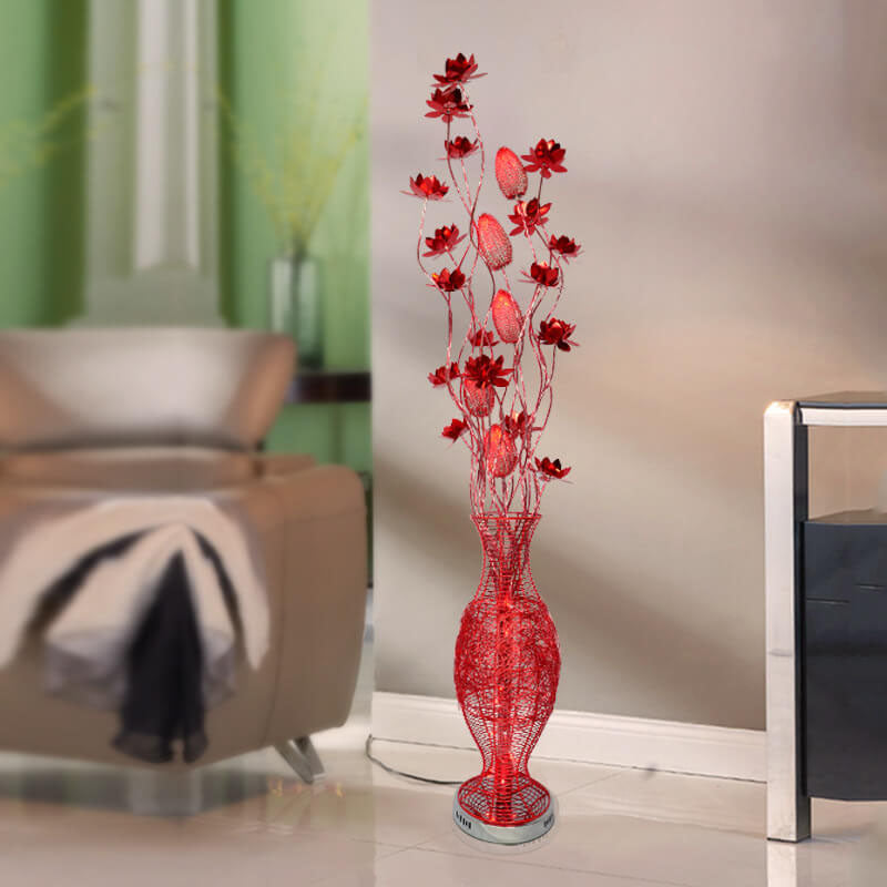 Contemporary Aluminum LED Floor Lamp with Vase Design for Living Room