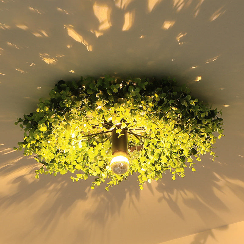 Decorative Green Plant Flush Mount Ceiling Light - Modern Eco-Friendly Design, Indoor Lighting Fixture, Boho Style, Nature-Inspired Illumination, Perfect for Living Room or Bedroom