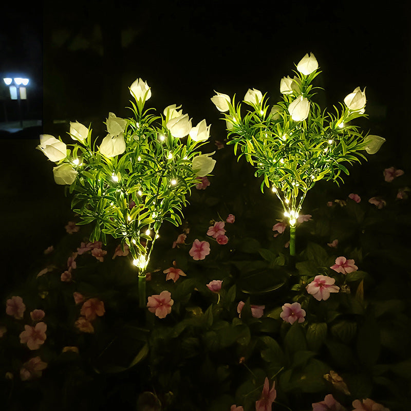 Contemporary Waterproof Imitation Gardenia LED Solar Lawn Light for Outdoor Patio