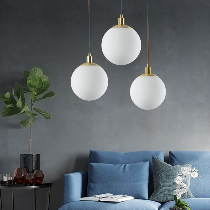 Contemporary Nordic Minimalist 1-Light White Orb Pendant for Bedroom